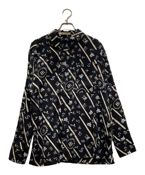 BALENCIAGA（バレンシアガ）BALENCIAGA (バレンシアガ) シルク混総柄シャツ ネイビー サイズ:36の古着・服飾アイテム