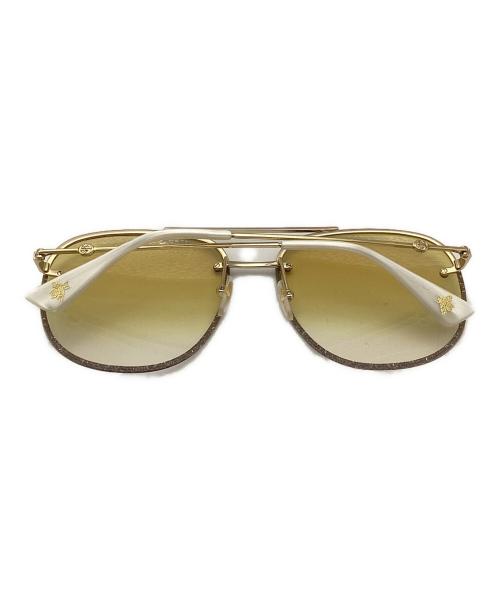 GUCCI（グッチ）GUCCI (グッチ) ダブルブリッジサングラス ゴールド×イエロー サイズ:62□16-145の古着・服飾アイテム