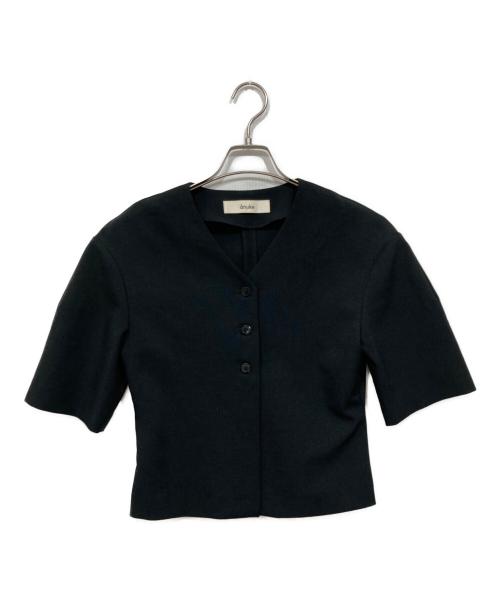 anuke（アンヌーク）ANUKE (アンヌーク) Vneck Compact Shirts ブラック サイズ:Ｆの古着・服飾アイテム