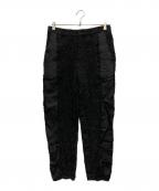 COMME des GARCONS HOMME PLUSコムデギャルソンオムプリュス）の古着「ジャガードフリンジテーパードパンツ」｜ブラック
