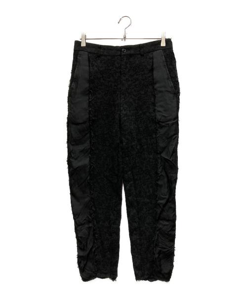 COMME des GARCONS HOMME PLUS（コムデギャルソンオムプリュス）COMME des GARCONS HOMME PLUS (コムデギャルソンオムプリュス) ジャガードフリンジテーパードパンツ ブラック サイズ:Sの古着・服飾アイテム