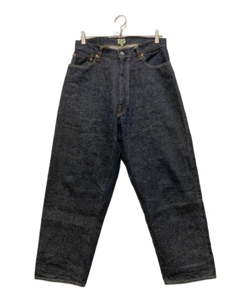 gold（ゴールド）gold (ゴールド) RECYCLED WASTE SUVIN COTTON YARN 14oz. DENIM 5POCKET WIDE PANTS インディゴ サイズ:Mの古着・服飾アイテム
