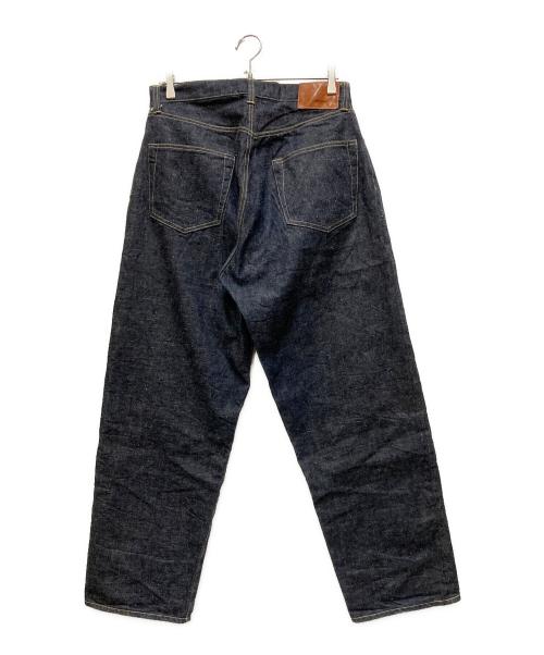 gold（ゴールド）gold (ゴールド) RECYCLED WASTE SUVIN COTTON YARN 14oz. DENIM 5POCKET WIDE PANTS インディゴ サイズ:Mの古着・服飾アイテム