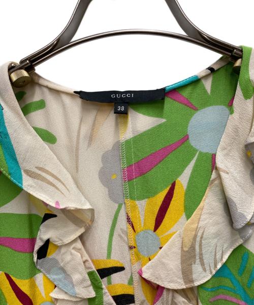 GUCCI（グッチ）GUCCI (グッチ) シルクフローラルワンピース ベージュ サイズ:38の古着・服飾アイテム