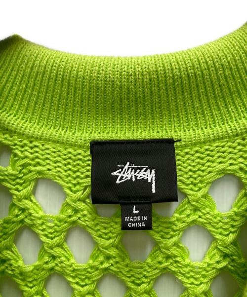stussy（ステューシー）stussy (ステューシー) BIG MESH POLO SWEATER グリーン サイズ:Lの古着・服飾アイテム