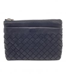 BOTTEGA VENETA（ボッテガベネタ）の古着「イントレチャートキーリング付コインケース」｜ブラック