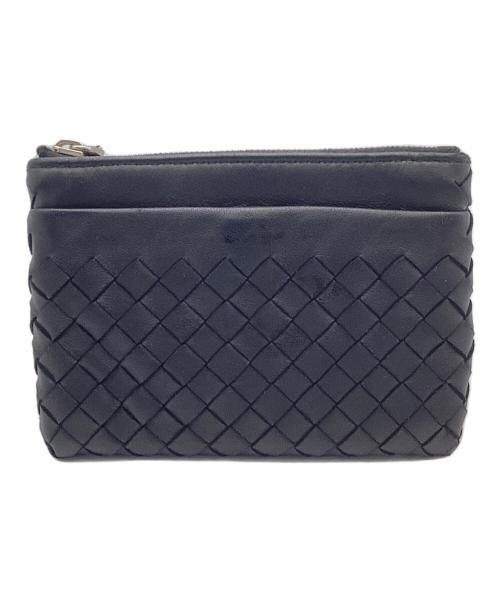 BOTTEGA VENETA（ボッテガベネタ）BOTTEGA VENETA (ボッテガベネタ) イントレチャートキーリング付コインケース ブラックの古着・服飾アイテム