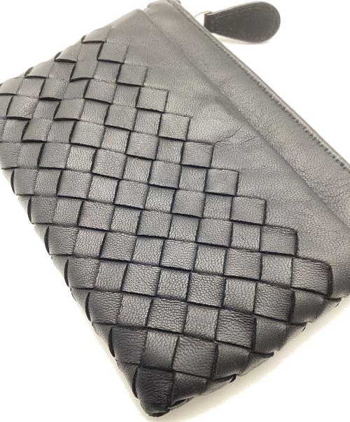 BOTTEGA VENETA（ボッテガベネタ）BOTTEGA VENETA (ボッテガベネタ) イントレチャートキーリング付コインケース ブラックの古着・服飾アイテム