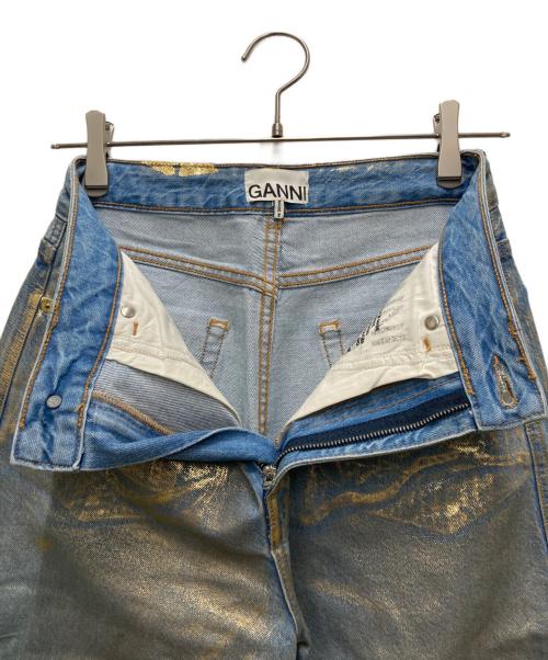 GANNI（ガニー）GANNI (ガニー) STARY ラメデニムパンツ ブルー×ゴールド サイズ:W25の古着・服飾アイテム