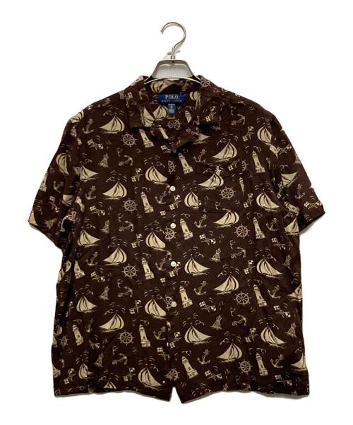 POLO RALPH LAUREN（ポロ・ラルフローレン）POLO RALPH LAUREN (ポロ・ラルフローレン) ノーティカルプリントキャンプシャツ ブラウン サイズ:XLの古着・服飾アイテム