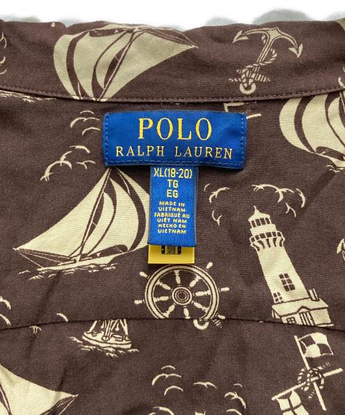 POLO RALPH LAUREN（ポロ・ラルフローレン）POLO RALPH LAUREN (ポロ・ラルフローレン) ノーティカルプリントキャンプシャツ ブラウン サイズ:XLの古着・服飾アイテム