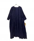 BEARDSLEYビアズリー）の古着「シャドーフラワードット刺繍ワンピース」｜ネイビー