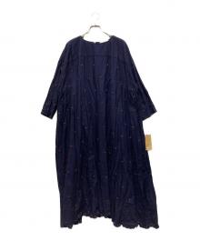 BEARDSLEY（ビアズリー）の古着「シャドーフラワードット刺繍ワンピース」｜ネイビー