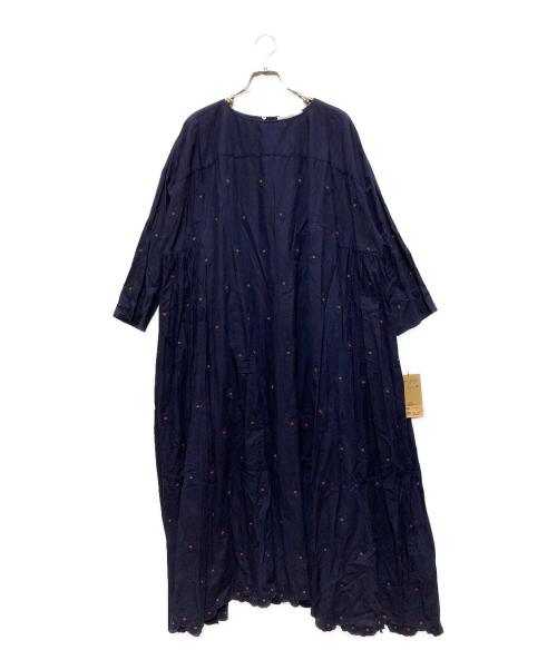 BEARDSLEY（ビアズリー）BEARDSLEY (ビアズリー) シャドーフラワードット刺繍ワンピース ネイビー サイズ:FREEの古着・服飾アイテム