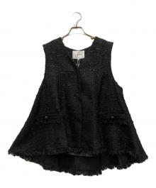 CADUNE（カデュネ）の古着「ヘフレアツイードベスト」｜ブラック