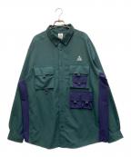 NIKE ACGナイキエーシージー）の古着「Dri-FIT UV Devastation Trail Top Shirt」｜グリーン×ネイビー