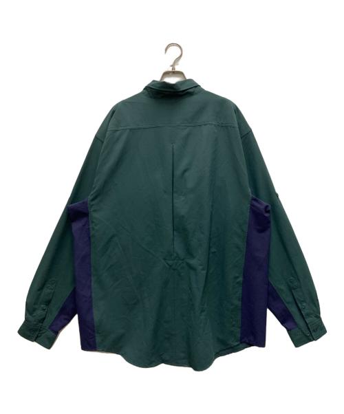NIKE ACG（ナイキエーシージー）NIKE ACG (ナイキエーシージー) Dri-FIT UV Devastation Trail Top Shirt グリーン×ネイビー サイズ:XLの古着・服飾アイテム