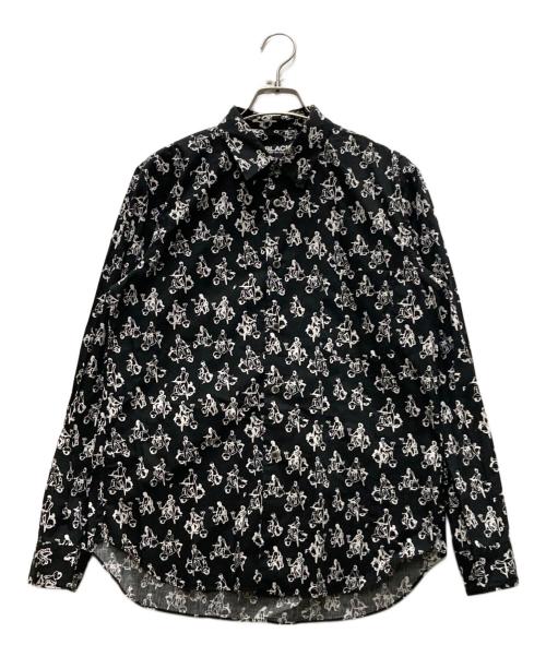 BLACK COMME des GARCONS（ブラックコムデギャルソン）BLACK COMME des GARCONS (ブラックコムデギャルソン) ベスパ総柄 レギュラーカラーシャツ ブラック サイズ:Mの古着・服飾アイテム