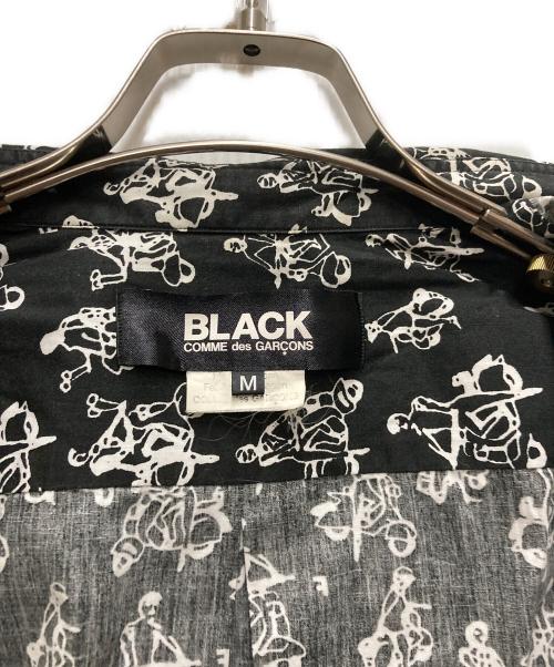 BLACK COMME des GARCONS（ブラックコムデギャルソン）BLACK COMME des GARCONS (ブラックコムデギャルソン) ベスパ総柄 レギュラーカラーシャツ ブラック サイズ:Mの古着・服飾アイテム