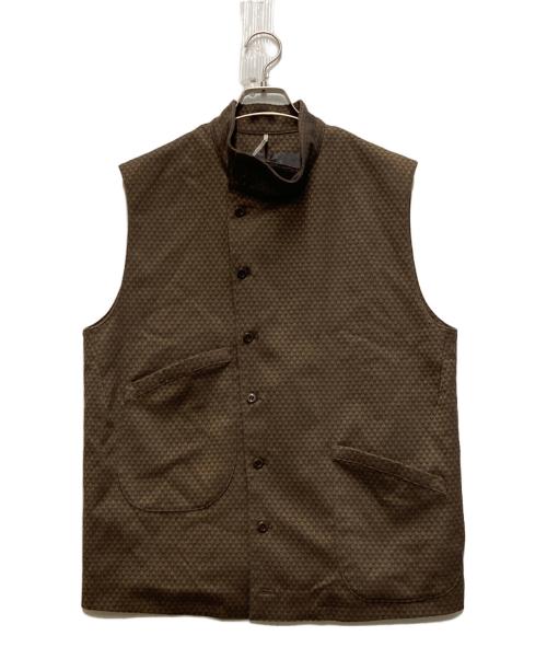 m's braque（エムズブラック）M'S BRAQUE (エムズブラック) STAND-UP COLLAR 9B GILET ブラウン サイズ:40の古着・服飾アイテム