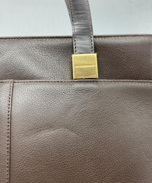 BURBERRY（バーバリー）BURBERRY (バーバリー) レザートートバッグ ブラウンの古着・服飾アイテム