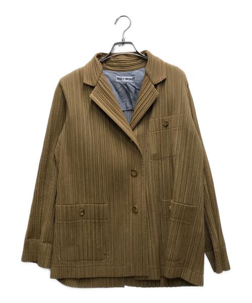 ISSEY MIYAKE（イッセイミヤケ）ISSEY MIYAKE (イッセイミヤケ) プリーツ 3B テーラードジャケット イエロー サイズ:Mの古着・服飾アイテム