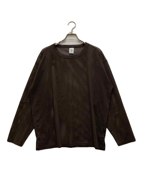 South2 West8（サウスツー ウエストエイト）south2 west8 (サウスツー ウエストエイト) Crew Neck Shirt - Knit Mesh ブラウン サイズ:XSの古着・服飾アイテム