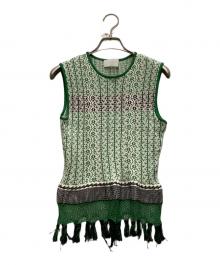 Mame Kurogouchi（マメクロゴウチ）の古着「Rib Jacquard Pedicel Knit Tops」｜グリーン