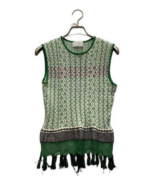 Mame Kurogouchi（マメクロゴウチ）mame kurogouchi (マメクロゴウチ) Rib Jacquard Pedicel Knit Tops グリーン サイズ:2の古着・服飾アイテム