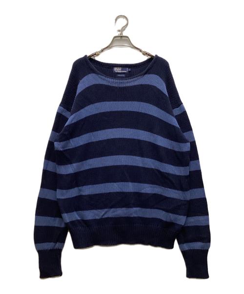 POLO RALPH LAUREN（ポロ・ラルフローレン）POLO RALPH LAUREN (ポロ・ラルフローレン) 90`sコットンボーダーニット ネイビー サイズ:Lの古着・服飾アイテム