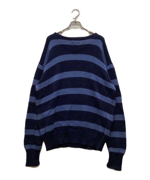 POLO RALPH LAUREN（ポロ・ラルフローレン）POLO RALPH LAUREN (ポロ・ラルフローレン) 90`sコットンボーダーニット ネイビー サイズ:Lの古着・服飾アイテム
