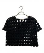 NKNITンニット）の古着「crochet mini tops」｜ブラック