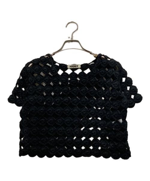 NKNIT（ンニット）NKNIT (ンニット) crochet mini tops ブラックの古着・服飾アイテム