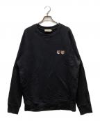 maison kitsuneメゾンキツネ）の古着「ダブルフォックスヘッド パッチ クラシック スウェットシャツ」｜ブラック