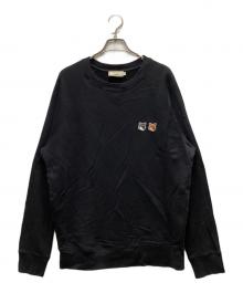 maison kitsune（メゾンキツネ）の古着「ダブルフォックスヘッド パッチ クラシック スウェットシャツ」｜ブラック