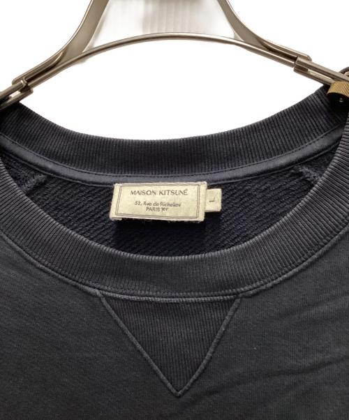 maison kitsune（メゾンキツネ）MAISON KITSUNE (メゾンキツネ) ダブルフォックスヘッド パッチ クラシック スウェットシャツ ブラック サイズ:Lの古着・服飾アイテム