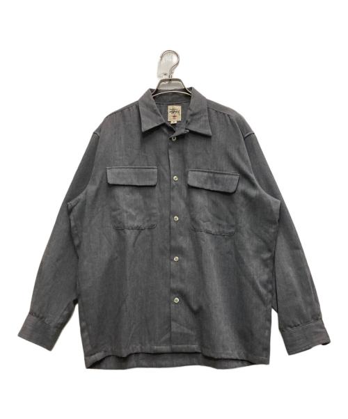 stussy（ステューシー）stussy (ステューシー) 90’sオープンカラーシャツ グレー サイズ:Sの古着・服飾アイテム