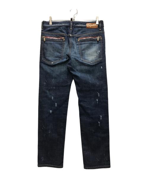 DSQUARED2（ディースクエアード）DSQUARED2 (ディースクエアード) ダメージ加工スキニーデニムパンツ ネイビー サイズ:48の古着・服飾アイテム