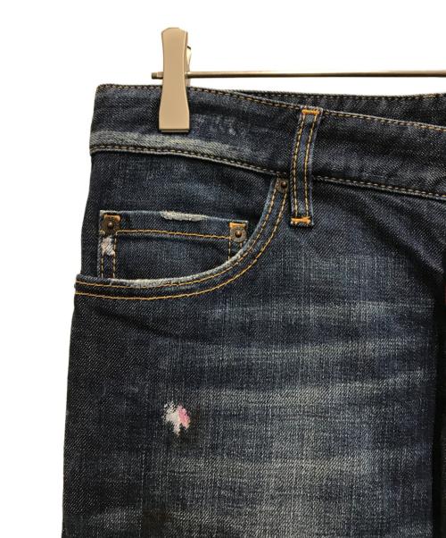 DSQUARED2（ディースクエアード）DSQUARED2 (ディースクエアード) ダメージ加工スキニーデニムパンツ ネイビー サイズ:48の古着・服飾アイテム