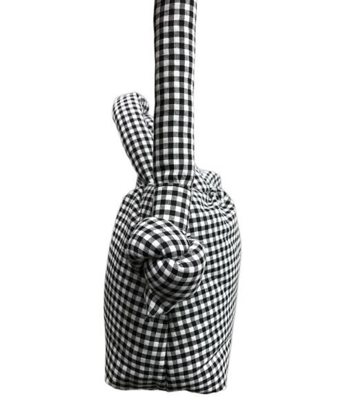 olend（オレンド）OLEND (オレンド) OLEND ストライプ ショルダーバッグ ホワイト×ブラックの古着・服飾アイテム