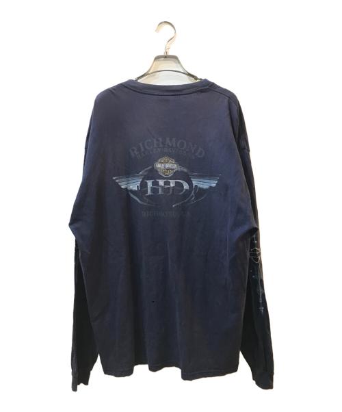 HARLEY-DAVIDSON（ハーレーダビッドソン）HARLEY-DAVIDSON (ハーレーダビッドソン) 00'S ブルーフレイム L/S TEE ネイビー サイズ:XLの古着・服飾アイテム