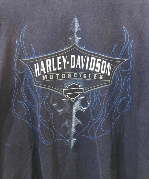 HARLEY-DAVIDSON（ハーレーダビッドソン）HARLEY-DAVIDSON (ハーレーダビッドソン) 00'S ブルーフレイム L/S TEE ネイビー サイズ:XLの古着・服飾アイテム
