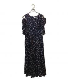 HER LIP TO（ハーリップトゥ）の古着「Marguerite Open Shoulder Dress」｜ネイビー
