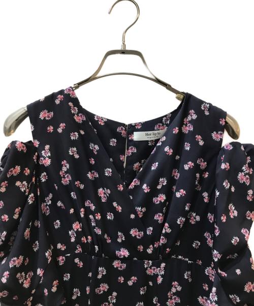 HER LIP TO（ハーリップトゥ）Her lip to (ハーリップトゥ) Marguerite Open Shoulder Dress ネイビー サイズ:Mの古着・服飾アイテム