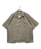 mocTモクティ）の古着「CHECK S/S OPEN-COLLAR SHIRT」｜グレー×イエロー