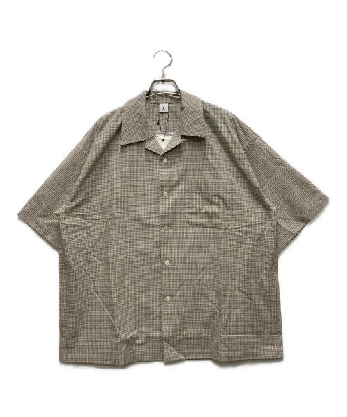 mocT（モクティ）mocT (モクティ) CHECK S/S OPEN-COLLAR SHIRT グレー×イエロー サイズ:Lの古着・服飾アイテム