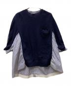 sacaiサカイ）の古着「ニット切り替えブラウス」｜ネイビー