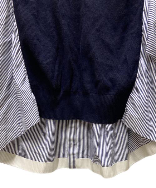 sacai（サカイ）sacai (サカイ) ニット切り替えブラウス ネイビー サイズ:1の古着・服飾アイテム