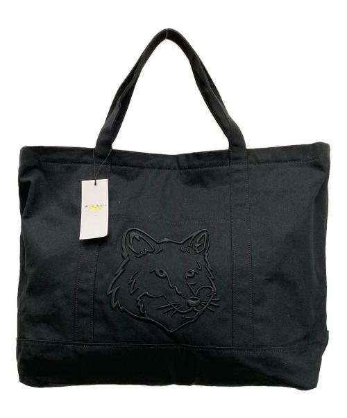 maison kitsune（アシッドメゾンキツネ）MAISON KITSUNE (アシッドメゾンキツネ) フォックスヘッド X トートバッグ ブラックの古着・服飾アイテム