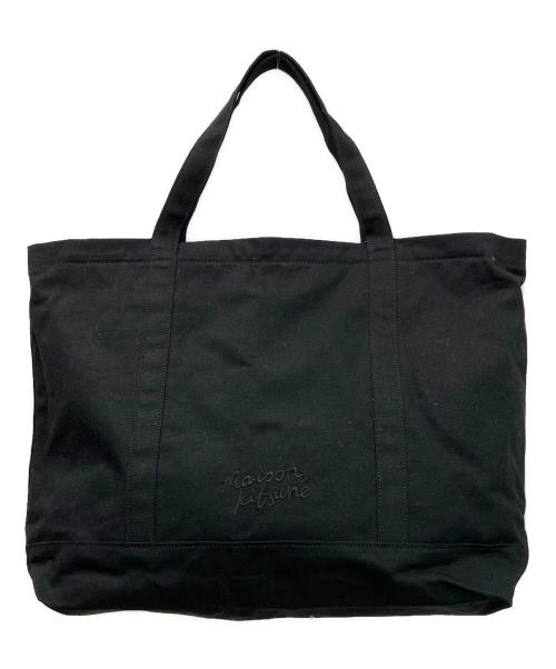 maison kitsune（アシッドメゾンキツネ）MAISON KITSUNE (アシッドメゾンキツネ) フォックスヘッド X トートバッグ ブラックの古着・服飾アイテム
